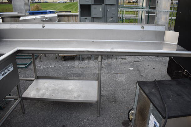 Stainless Steel L Shaped 3 Bay Sink w/ Faucet and Handles. 106x106x43. Bays 20x24x14 - Image 3 of 7