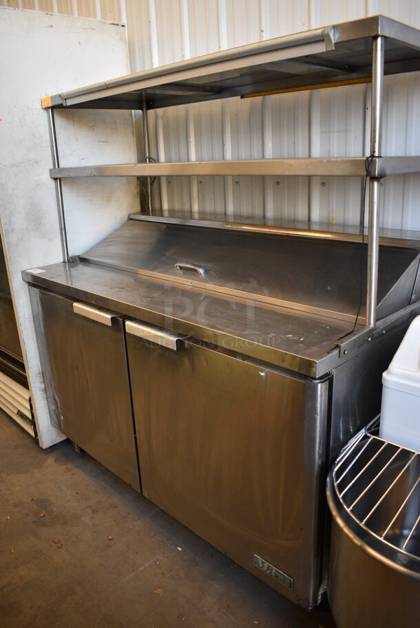 WOW! Turbo Air Model MST-60 Stainless Steel Commercial Sandwich Salad Prep Table Bain Marie Mega Top w/ Double Overshelf and 2 Lower Doors on Commercial Casters. 115 Volts, 1 Phase. 60x30x65. Tested and Working! - Image 4 of 12