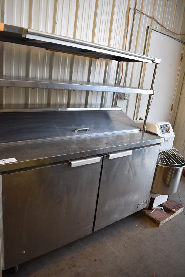 WOW! Turbo Air Model MST-60 Stainless Steel Commercial Sandwich Salad Prep Table Bain Marie Mega Top w/ Double Overshelf and 2 Lower Doors on Commercial Casters. 115 Volts, 1 Phase. 60x30x65. Tested and Working! - Image 5 of 12