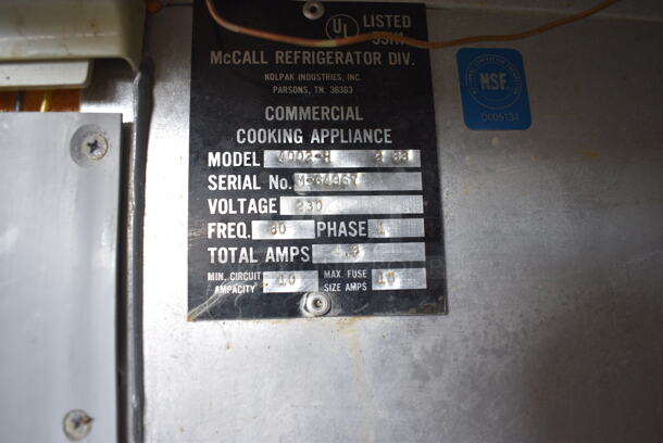 GREAT! McCall Model 4002-H Stainless Steel Commercial 2 Door Reach In Cooler. Does Not Have Compressor. 230 Volts, 1 Phase. 68x38x86 - Image 6 of 6