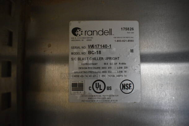 BEAUTIFUL! 2012 Randell Model BC-18 Stainless Steel Commercial Floor Style Blast Chiller. 115/230 Volts, 1 Phase. 39x35x73 - Image 6 of 7