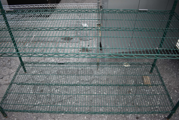 Green Finish 4 Tier Shelving Unit. BUYER MUST DISMANTLE. PCI CANNOT DISMANTLE FOR SHIPPING. PLEASE CONSIDER FREIGHT CHARGES. 60x24x75 - Image 3 of 3