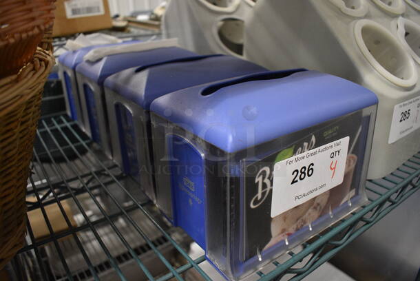 4 Blue and Clear Poly Napkin Dispensers. 8x6x6. 4 Times Your Bid! - Image 2 of 2