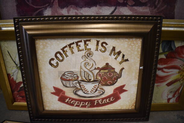 7 Various Pictures; Coca Cola Barn, Blue Car, Coffee Is My Happy Place, Bird, Boat, Flower, Farm and Man. 7 Times Your Bid! - Image 4 of 8