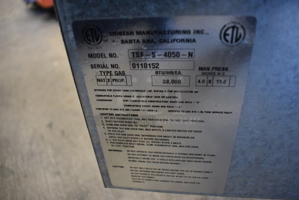 NICE! Tri Star Model TSF-S-4050-N Stainless Steel Commercial Floor Style Natural Gas Powered Deep Fat Fryer w/ 2 Metal Fry Baskets. 38,000 BTU. 15.5x32x47 - Image 7 of 7