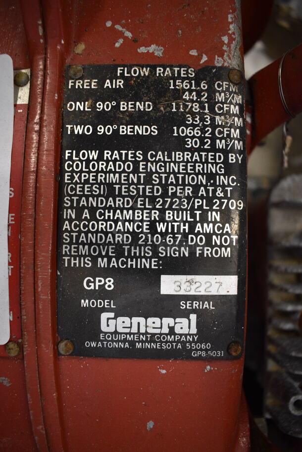 General Model GP8 Metal Commercial Air Ventilation Blower. 18x18x18 - Image 6 of 6