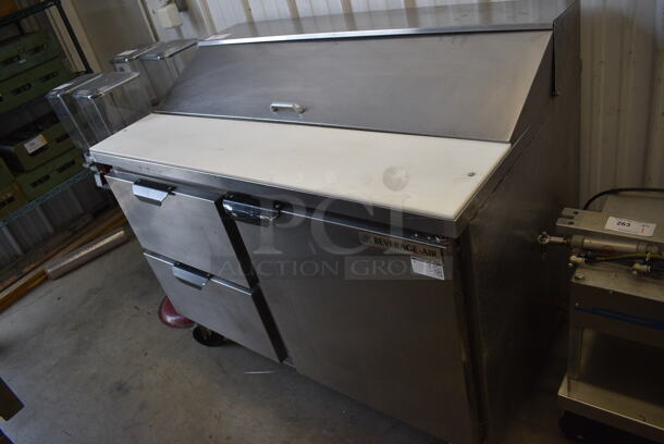 NICE! Beverage Air Model SPED48-12-2 Stainless Steel Commercial Sandwich Salad Prep Table Bain Marie Mega Top w/ Door and 2 Drawers on Commercial Casters. 115 Volts, 1 Phase. 48x30x42. Tested and Working! - Image 1 of 8