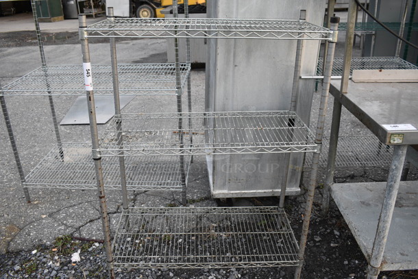 Chrome Finish 3 Tier Metro Style Shelving Unit. BUYER MUST DISMANTLE. PCI CANNOT DISMANTLE FOR SHIPPING. PLEASE CONSIDER FREIGHT CHARGES. 36x18x48 - Image 1 of 4