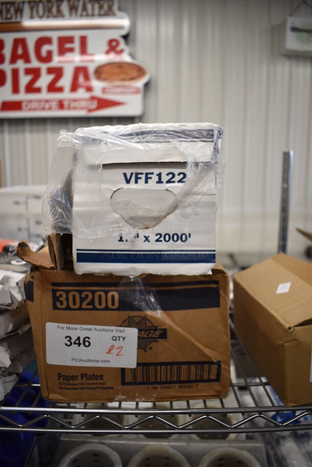 ALL ONE MONEY! Lot of 2 Boxes; Paper Plates and Plastic.  - Image 1 of 3