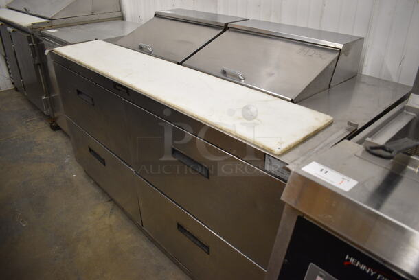 GREAT! 2007 Delfield Model UCD4464N-12-DD5 Stainless Steel Commercial Sandwich Salad Prep Table Bain Marie Mega Top w/ 4 Drawers. 115 Volts, 1 Phase. 64x33x42. Tested and Working! - Image 3 of 9