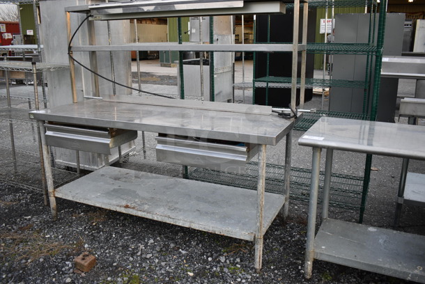 Stainless Steel Commercial Table w/ Double Overshelf, Undershelf and 2 Drawers. 72x30x64 - Image 2 of 9