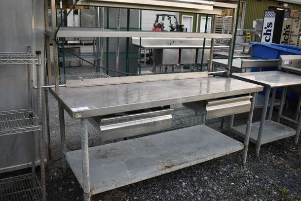 Stainless Steel Commercial Table w/ Double Overshelf, Undershelf and 2 Drawers. 72x30x64 - Image 3 of 9