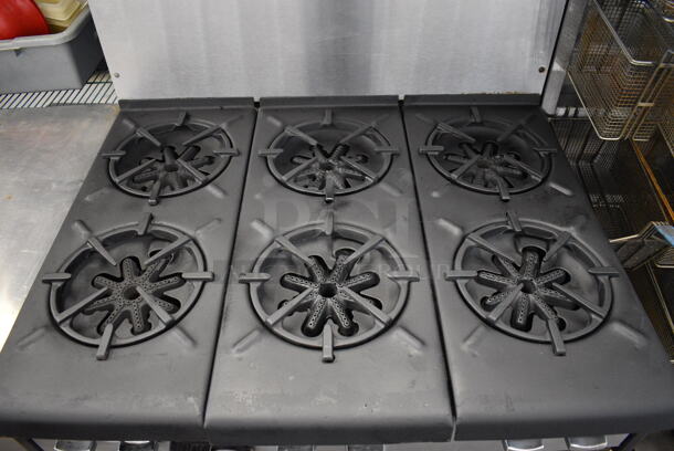 WOW! Garland Metal Commercial Gas Powered 6 Burner Range w/ Lower Oven and Stainless Steel Overshelf. 36x31x60 - Image 2 of 6