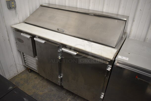 GREAT! 2013 Leader Model LM60S/C Stainless Steel Commercial Sandwich Salad Prep Table Bain Marie Mega Top on Commercial Casters. 115 Volts, 1 Phase. 60x32x45. Tested and Working! - Image 1 of 7