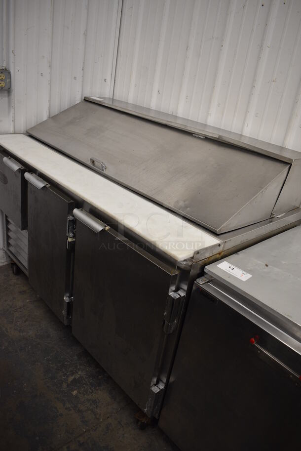 GREAT! 2013 Leader Model LM60S/C Stainless Steel Commercial Sandwich Salad Prep Table Bain Marie Mega Top on Commercial Casters. 115 Volts, 1 Phase. 60x32x45. Tested and Working! - Image 2 of 7