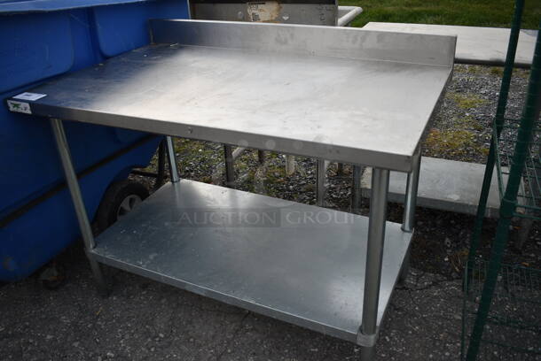 Stainless Steel Commercial Table w/ Backsplash and Metal Undershelf. 48x30x38 - Image 2 of 5
