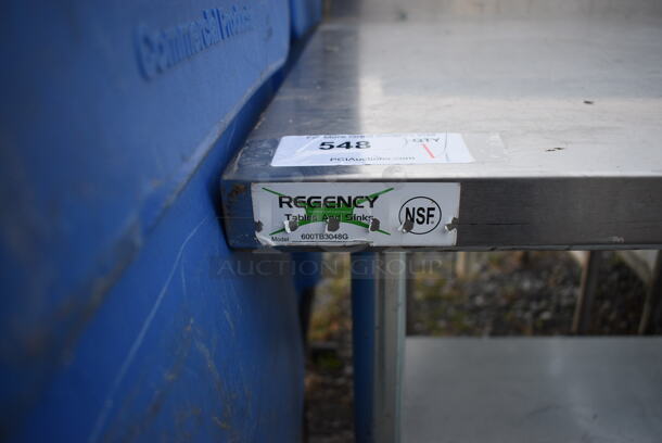 Stainless Steel Commercial Table w/ Backsplash and Metal Undershelf. 48x30x38 - Image 5 of 5