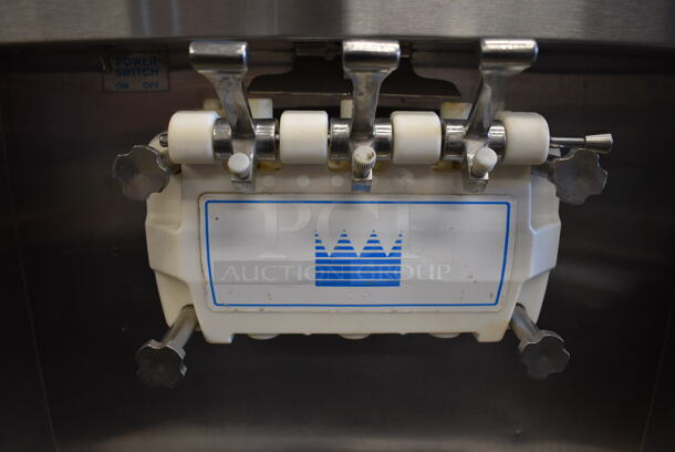 FANTASTIC! Taylor Model 8756-27 Stainless Steel Commercial Floor Style Water Cooled 2 Flavor w/ Twist Soft Serve Ice Cream Machine on Commercial Casters. 208-230 Volts, 1 Phase. 26x36x68 - Image 4 of 12