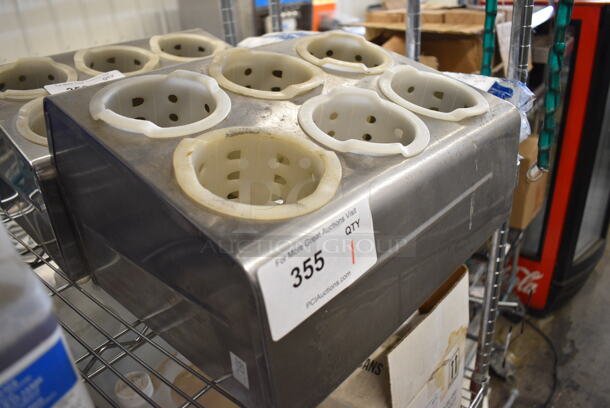 Metal Countertop Silverware Holder w/ 6 Poly Drop In Bins. 15x11.5x8.5 - Image 2 of 2