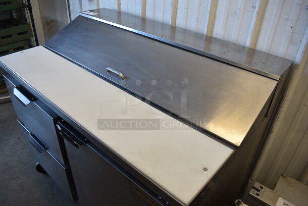 NICE! Beverage Air Model SPED48-12-2 Stainless Steel Commercial Sandwich Salad Prep Table Bain Marie Mega Top w/ Door and 2 Drawers on Commercial Casters. 115 Volts, 1 Phase. 48x30x42. Tested and Working! - Image 2 of 8