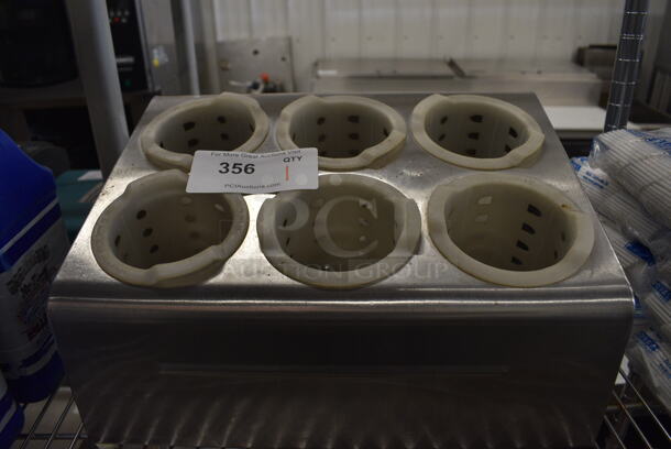 Metal Countertop Silverware Holder w/ 6 Poly Drop In Bins. 15x11.5x8.5 - Image 1 of 3