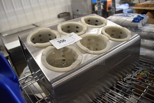 Metal Countertop Silverware Holder w/ 6 Poly Drop In Bins. 15x11.5x8.5 - Image 2 of 3