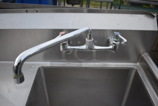 Stainless Steel Commercial Single Bay Sink w/ Left Side Drainboard, Faucet and Handles. 39x23x45. Bay 18x18x14. Drainboard 17x20x2 - Image 4 of 6