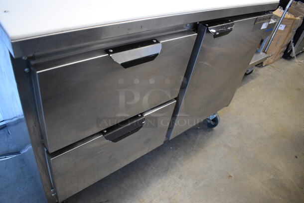 NICE! Beverage Air Model SPED48-12-2 Stainless Steel Commercial Sandwich Salad Prep Table Bain Marie Mega Top w/ Door and 2 Drawers on Commercial Casters. 115 Volts, 1 Phase. 48x30x42. Tested and Working! - Image 5 of 8