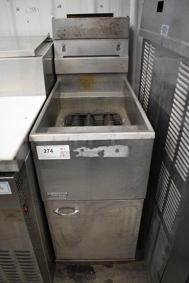 NICE! 2005 Pitco Frialator Model 40C+S Stainless Steel Commercial Floor Style Natural Gas Powered Deep Fat Fryer. 105,000 BTU. 15x30x47 - Image 2 of 8