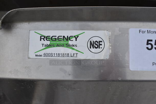 Stainless Steel Commercial Single Bay Sink w/ Left Side Drainboard, Faucet and Handles. 39x23x45. Bay 18x18x14. Drainboard 17x20x2 - Image 6 of 6