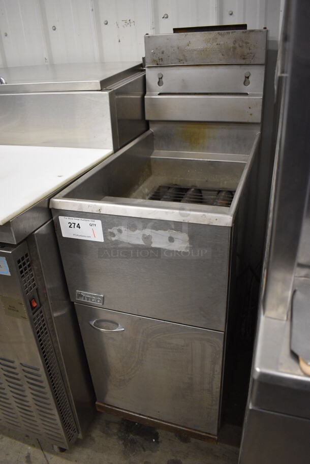 NICE! 2005 Pitco Frialator Model 40C+S Stainless Steel Commercial Floor Style Natural Gas Powered Deep Fat Fryer. 105,000 BTU. 15x30x47 - Image 3 of 8