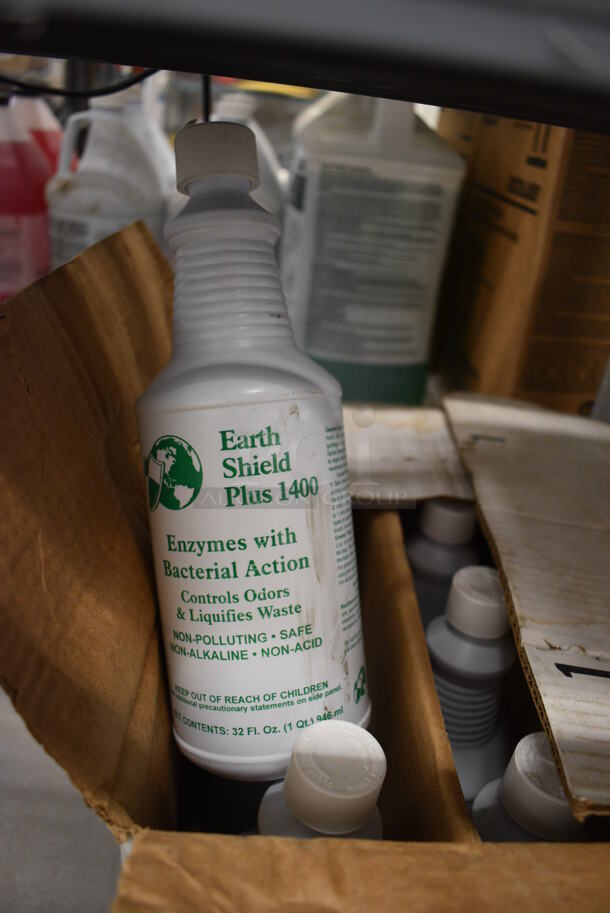 13 Bottles of Earth Shield Plus 1400 Enzymes with Bacterial Action. 3x3x10. 13 Times Your Bid!
