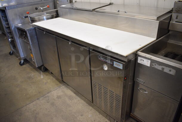 WOW! Continental Model CPT67 Stainless Steel Commercial Pizza Prep Table w/ 2 Lids and 3 Doors on Commercial Casters. 115 Volts, 1 Phase. 67x35x45. Tested and Working! - Image 2 of 11