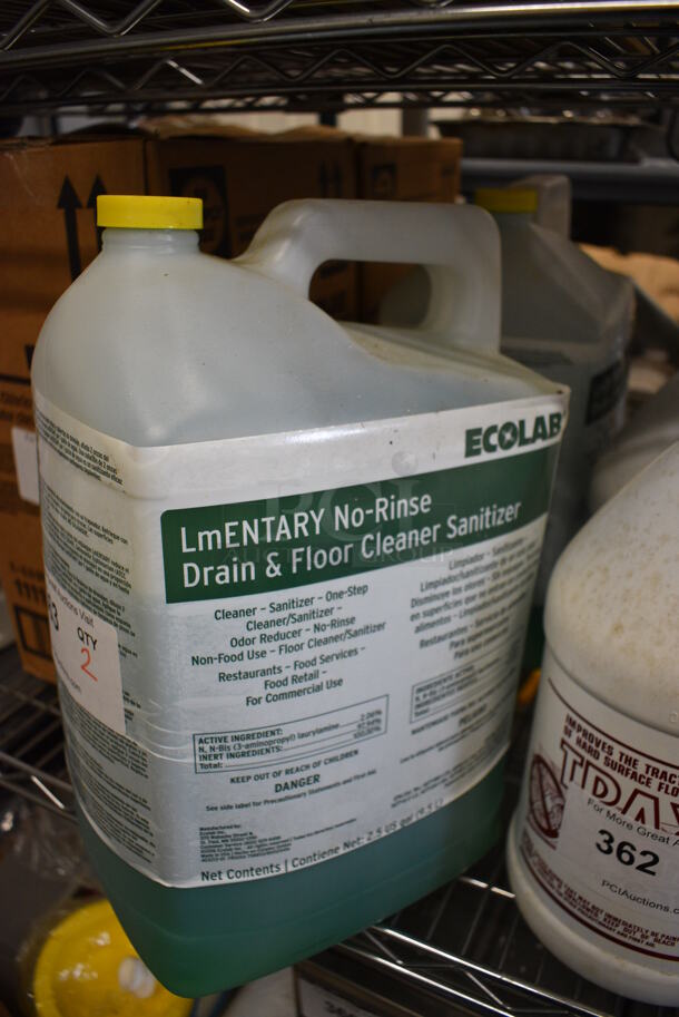 2 Ecolab LmEntary No Rinse Drain and Floor Cleaner Sanitizer Jugs. 7x9x14. 2 Times Your Bid!