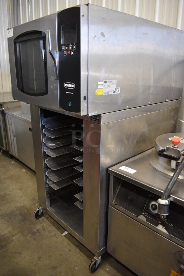 BEAUTIFUL! 2008 Adamatic Mono Model FG189-U82 Stainless Steel Commercial Electric Powered Convection Oven w/ View Through Door and Pan Rack on Commercial Casters. 208 Volts, 3 Phase. 32.5x44x67 - Image 3 of 10