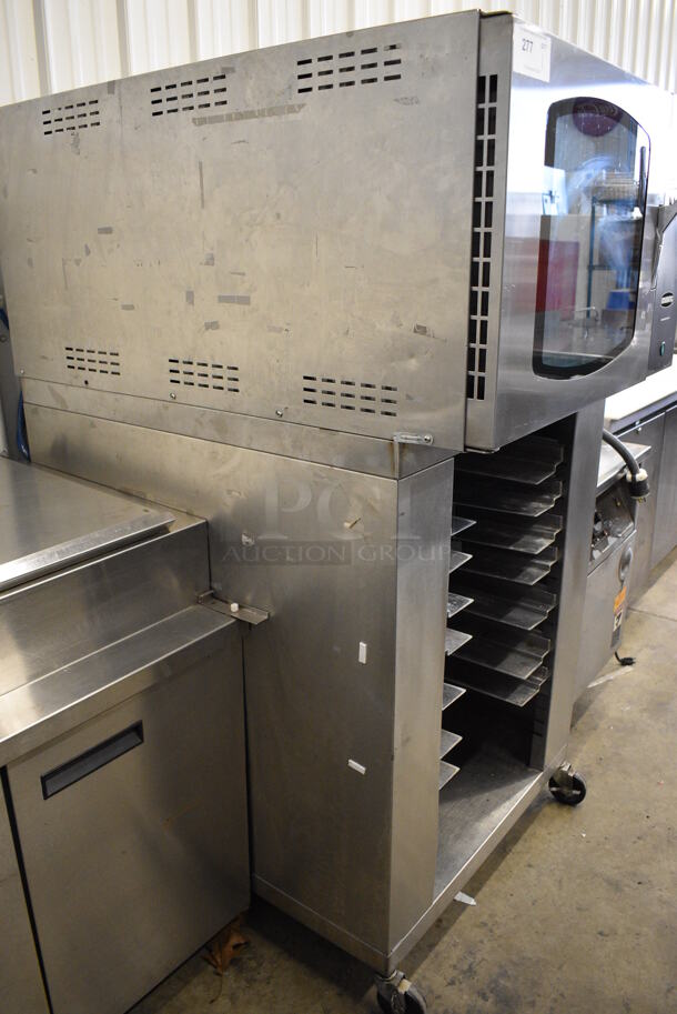 BEAUTIFUL! 2008 Adamatic Mono Model FG189-U82 Stainless Steel Commercial Electric Powered Convection Oven w/ View Through Door and Pan Rack on Commercial Casters. 208 Volts, 3 Phase. 32.5x44x67 - Image 4 of 10