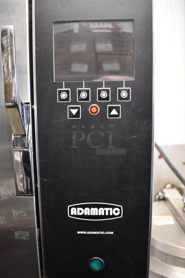 BEAUTIFUL! 2008 Adamatic Mono Model FG189-U82 Stainless Steel Commercial Electric Powered Convection Oven w/ View Through Door and Pan Rack on Commercial Casters. 208 Volts, 3 Phase. 32.5x44x67 - Image 6 of 10
