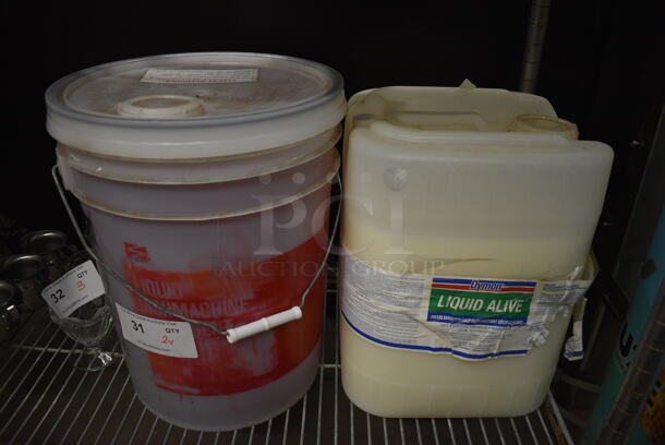 2 Various Cleaner; Dymon Liquid Alive Drain Maintenance and Liquid Dishmachine Detergent. 12x12x15, 10x10x14. 2 Times Your Bid!