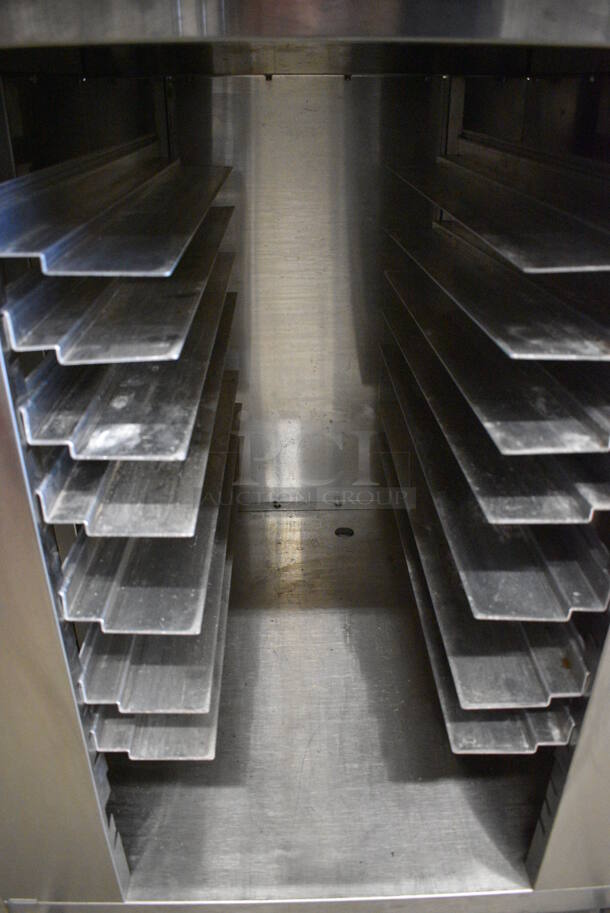 BEAUTIFUL! 2008 Adamatic Mono Model FG189-U82 Stainless Steel Commercial Electric Powered Convection Oven w/ View Through Door and Pan Rack on Commercial Casters. 208 Volts, 3 Phase. 32.5x44x67 - Image 8 of 10