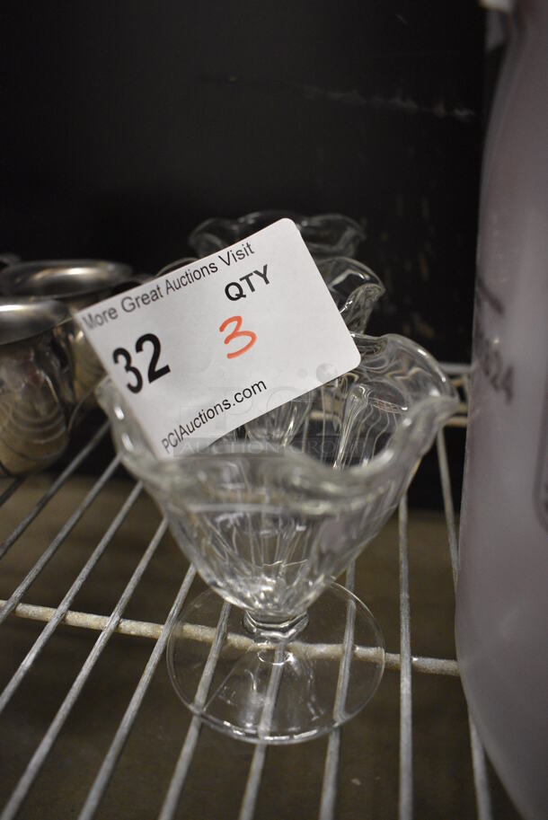 3 Sundae Glasses. 3.5x3.5x4. 3 Times Your Bid! - Image 1 of 2