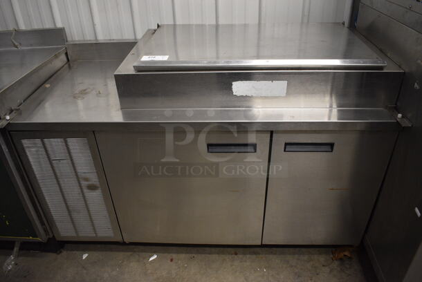 NICE! Delfield Stainless Steel Commercial Pizza Prep Table w/ Lid and 2 Doors. 60x30x40. Tested and Powers On But Temps at 64 Degrees - Image 1 of 8