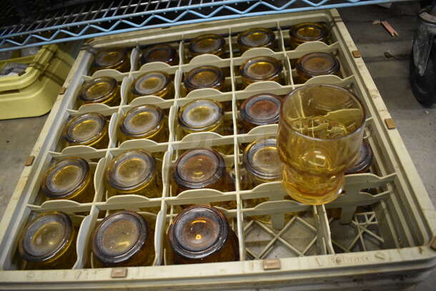 24 Amber Colored Beverage Glasses in Dish Caddy. 3x3x4. 24 Times Your Bid! - Image 2 of 2