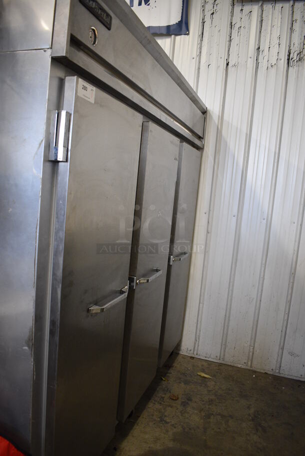 GREAT! Continental Model 3R Stainless Steel Commercial 3 Door Reach In Cooler on Commercial Casters. 115 Volts, 1 Phase. 78.5x36x82. Tested and Powers On But Temps at 47 Degrees - Image 4 of 12