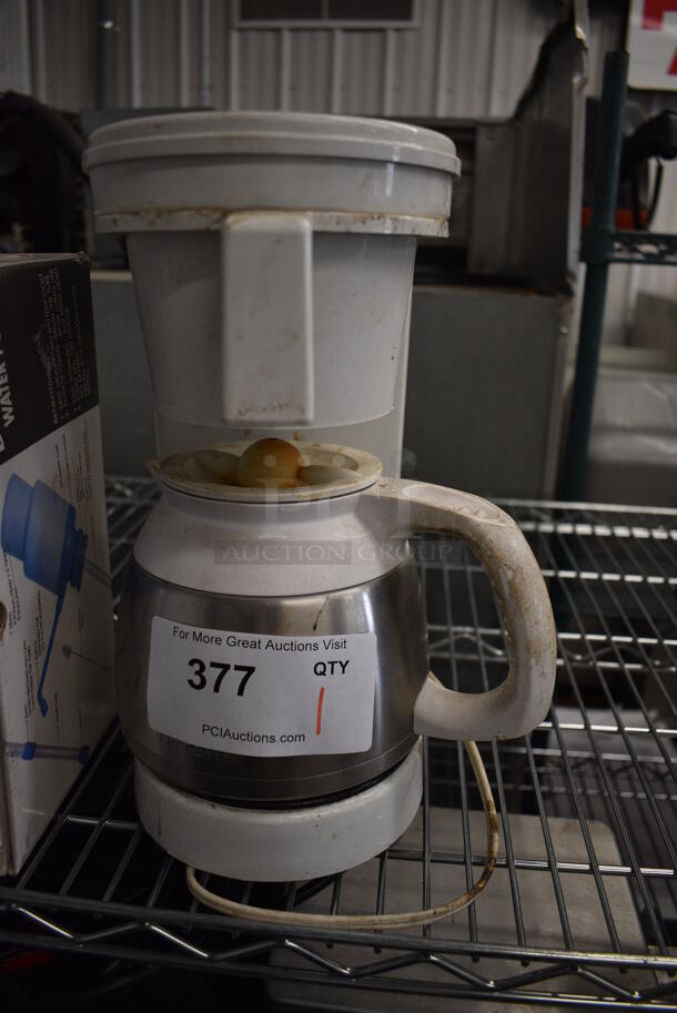 White Countertop Coffee Machine w/ Pot. 6x11x12 - Image 1 of 3