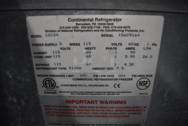 NICE! Continental Model CGC24 Stainless Steel Commercial Back Bar Cooler w/ Sliding Lid. 115 Volts, 1 Phase. 24x27.5x35. Tested and Working! - Image 6 of 6