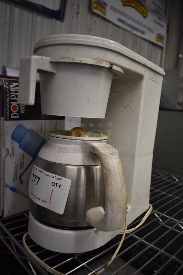 White Countertop Coffee Machine w/ Pot. 6x11x12 - Image 2 of 3