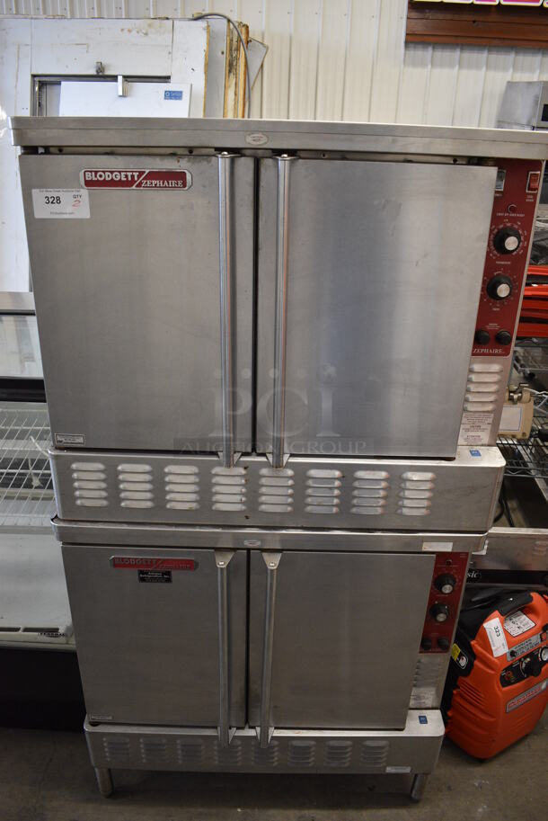 2 GORGEOUS! Blodgett Model Zephaire-E Stainless Steel Commercial Electric Powered Full Size Convection Ovens w/ Solid Doors, Metal Oven Racks and Thermostatic Controls. 208-230 Volts, 3 Phase. 38x40x71. 2 Times Your Bid!