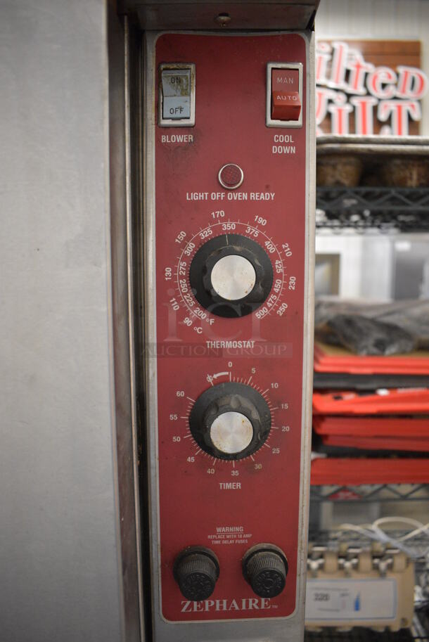 2 GORGEOUS! Blodgett Model Zephaire-E Stainless Steel Commercial Electric Powered Full Size Convection Ovens w/ Solid Doors, Metal Oven Racks and Thermostatic Controls. 208-230 Volts, 3 Phase. 38x40x71. 2 Times Your Bid! - Image 3 of 8
