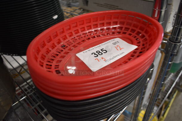 12 Red and Black Poly Food Baskets. 9.5x6x2. 12 Times Your Bid! - Image 2 of 2