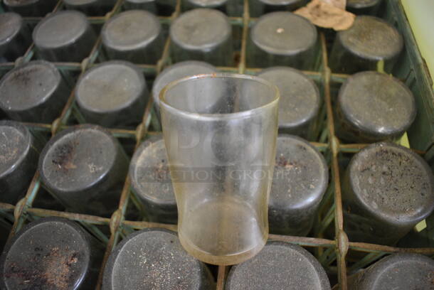 36 Beverage Glasses in Dish Caddy. 3x3x4. 36 Times Your Bid!